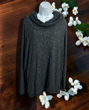 Susina Black Cowl Neck Sweater Sz XL Oversized Long-Sleeve Oversized Top